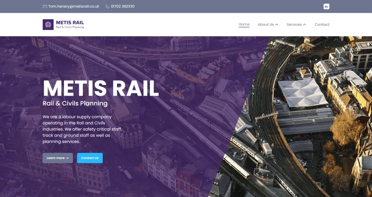 The Metis Rail homepage header